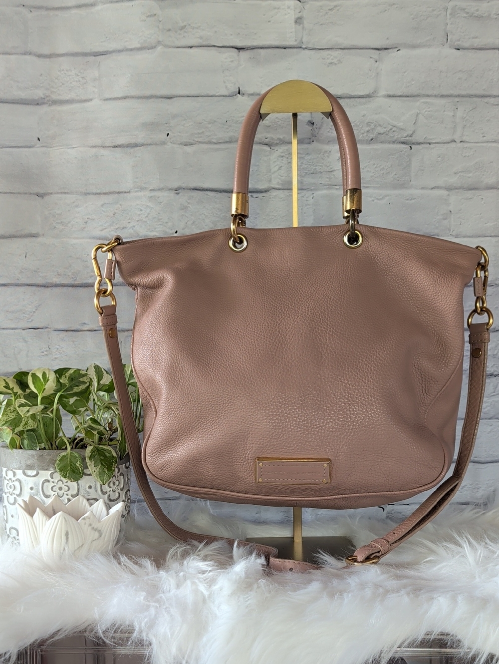 Marc Jacobs Blush Pink Leather Shoulder Bag with Gold Hardware